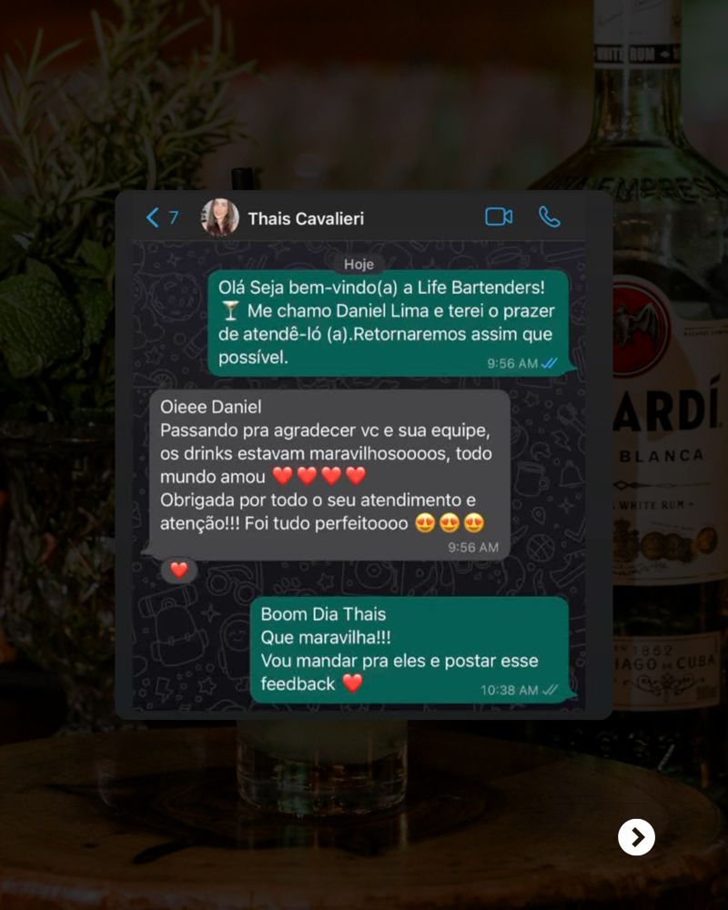 Depoimento de Thais Cavalieri (evento): 'os drinks estavam maravilhosos, todo mundo amou, foi tudo perfeito'
